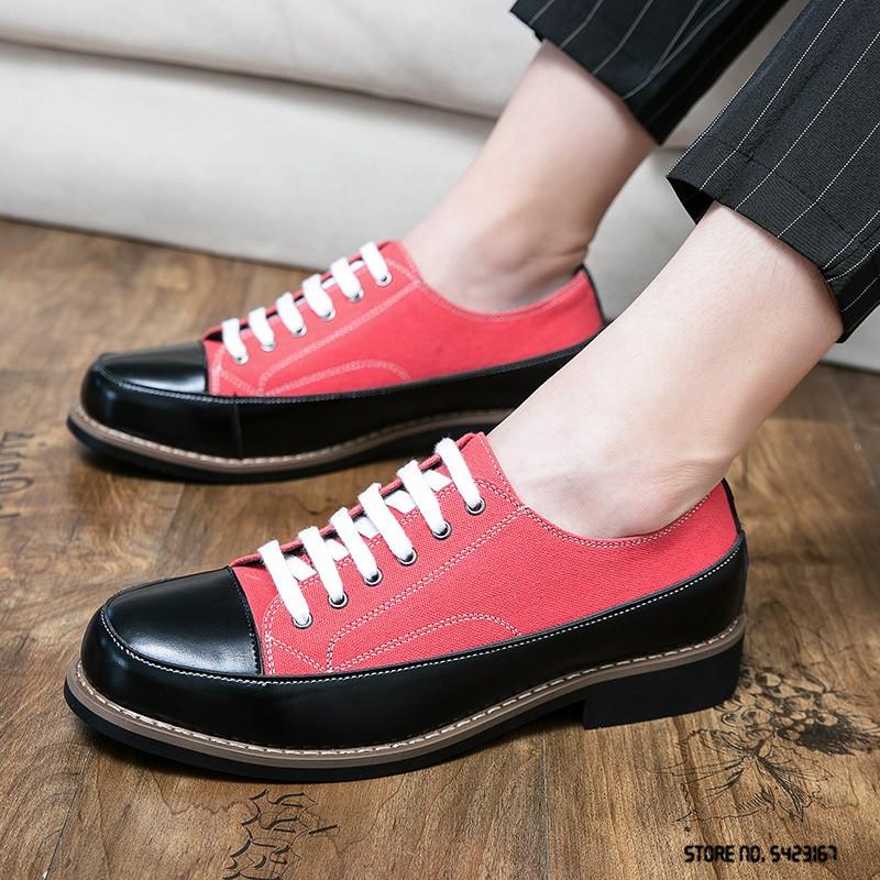 Luxus Stylist Kleid Abschlussball Hochzeitsparty Leinwand Mit Lederschuhen Für Herren Mischfarbe Semi-Formale Slipper Zapatos Hombres Schuhwerk