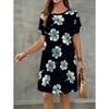 Summer Ladies 3D Printed Short Sleeve Dress Fashion Versatile Breathable Trend Casual