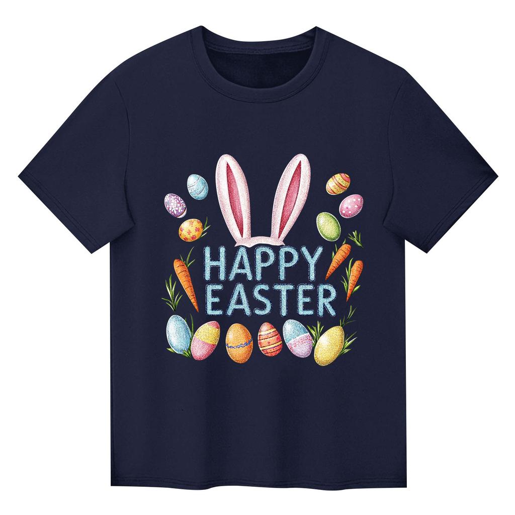 Children's Printed Short Sleeved Round Neck Casual Comfortable Loose Lightweight Top