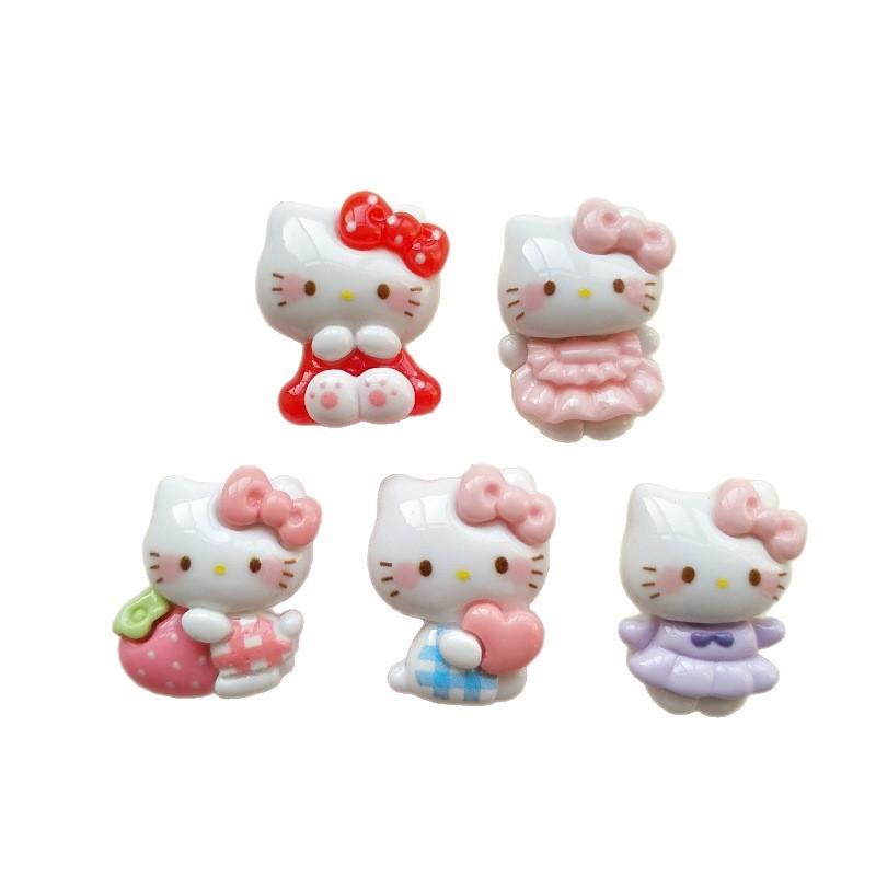 10/100PCS Cartoon bow cat resin jewelry accessories handmade DIY cream glue phone case hair clip water cup sticker material