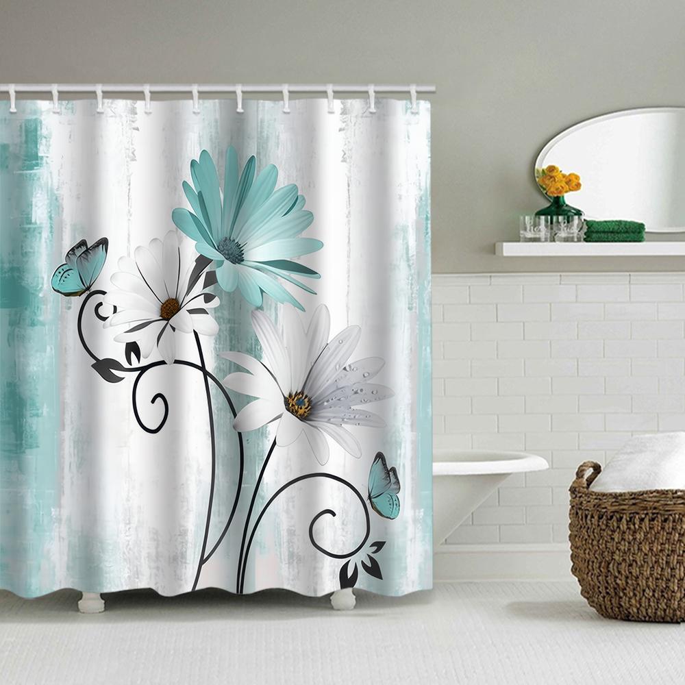 1/4 Marble Veining Shower Curtains, Toilet Seat Decoration, Shower Curtain With Carpet And Toilet Lid, 70.8X70.8 Inch