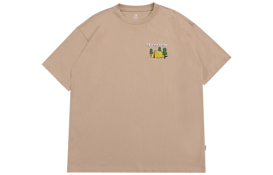 Converse T Shirts Men s Khaki Crew Neck Moderate Straight Fit 10025882-A03 XL