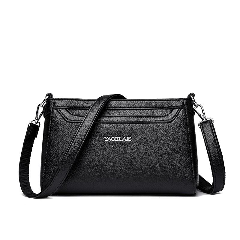 

Casual and Fashionable Horizontal Large-capacity Single-shoulder Crossbody Small Square Bag with Lychee Pattern чёрный