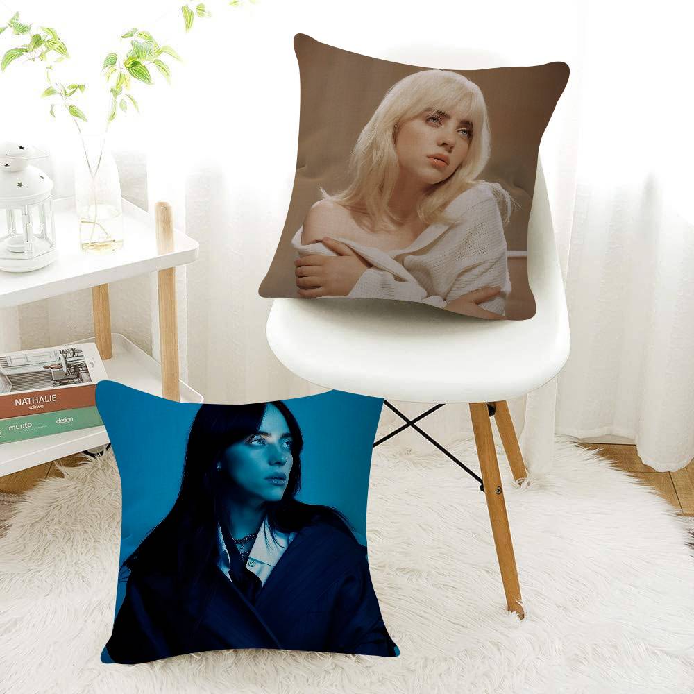 Singer B-Billie-Girl E-eilish Pillow Cushion Cover Pillowcase Living Room Sofa Home Decor Customized