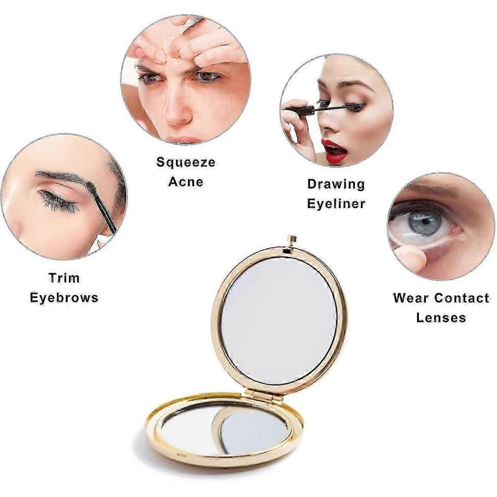 Magnifying Compact Mirror For Purses ,folding Mini Poet Double Sided Travel Makeup Mirror,perfect For Purse, Poet And Travel