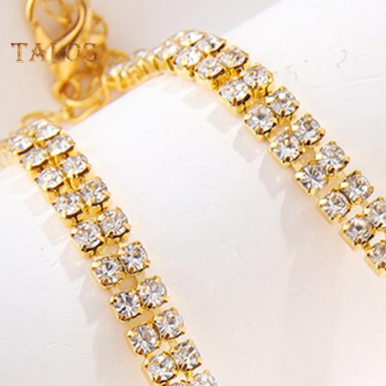 Women Anklet Double-layered Shiny Rhinestone Adjustable Length Butterfly Ankle Decoration Jewelry Party Beach Daily Ankle Chain Anniversary Birthday