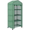 4 Tier Mini Portable Greenhouse Compact Plant Grow Shed Metal Frame PE Cover with Lockable Rolling Wheels , Green