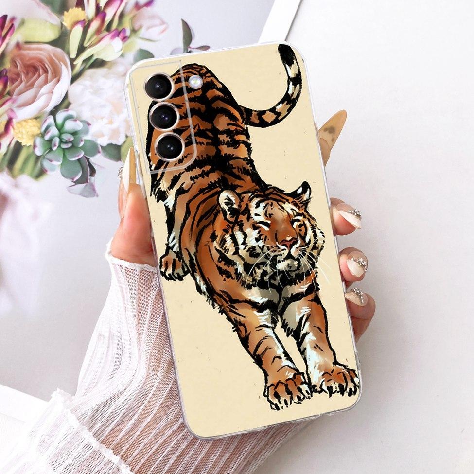 Clear For Samsung S21 Plus Case SM-G996B Aesthetic Luxury Cute Fashion Flower Funny Painted Casing For Samsung Galaxy S21+ Cover