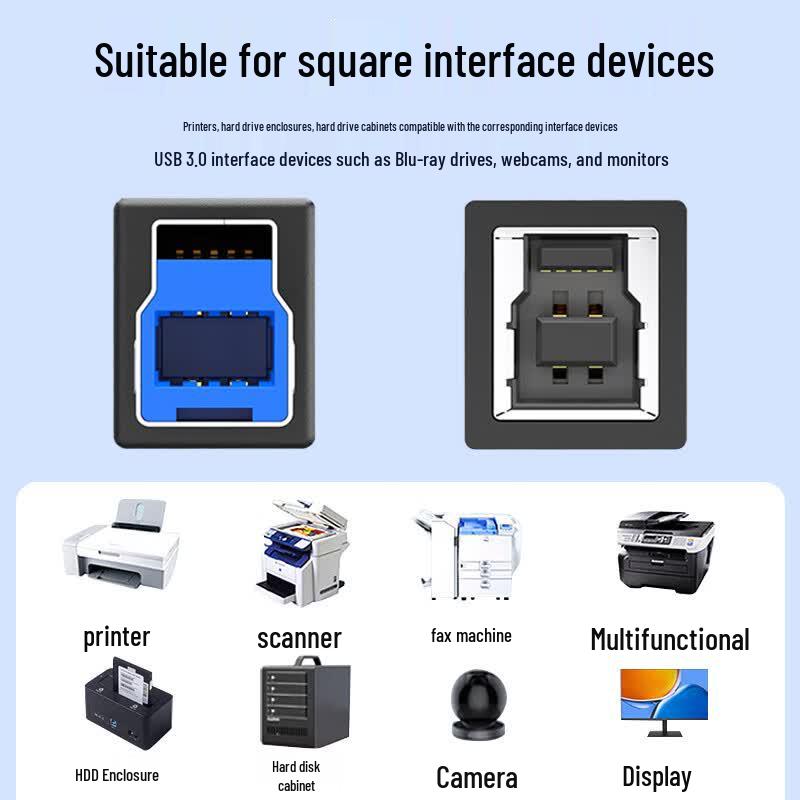 BURLEFRAN Type-C to USB 3.0 Type-B Square Port Data Cable