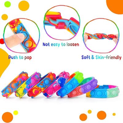 Children's Silicone Colored Bubble Wristband Toy Push Pressure Reducing Bubble Rainbow Silicone Wristband Pressure Reducing Toy