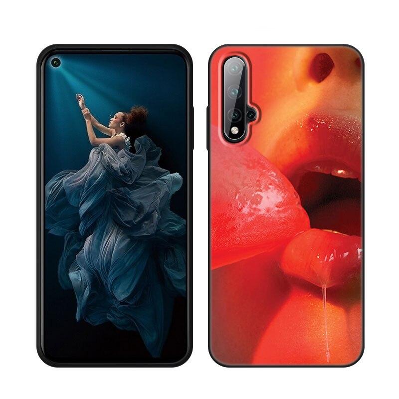 Husă pentru telefon Beauty Red Lips pentru Huawei Honor 60 50 Mate 40 30 20 10 Lite Nova 9 8 Pro 7 SE Y60 30S 8i 7i 5T Premium Black Cover