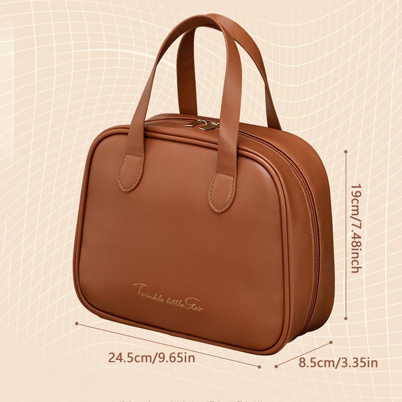 High Appearance  Large Capacity Pu Double Zipper Portable Makeup Bag Retro Travel Home Waterproof And Anti Fouling