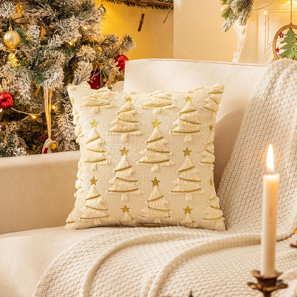 Vánoční světla Vyšívaný povlak na polštář Americký retro Obývací pokoj Pohovka Polštář Vánoční atmosféra Domácí dekorace