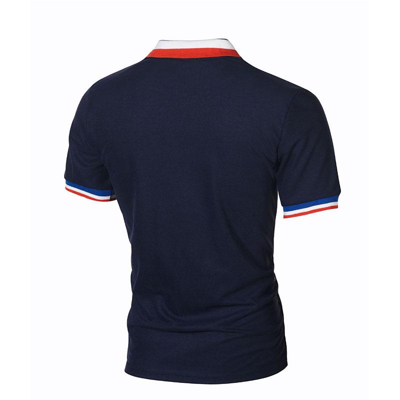 Summer Men's Simple Rib Color Block Casual Men's Lapel Short-sleeved Polo Shirt