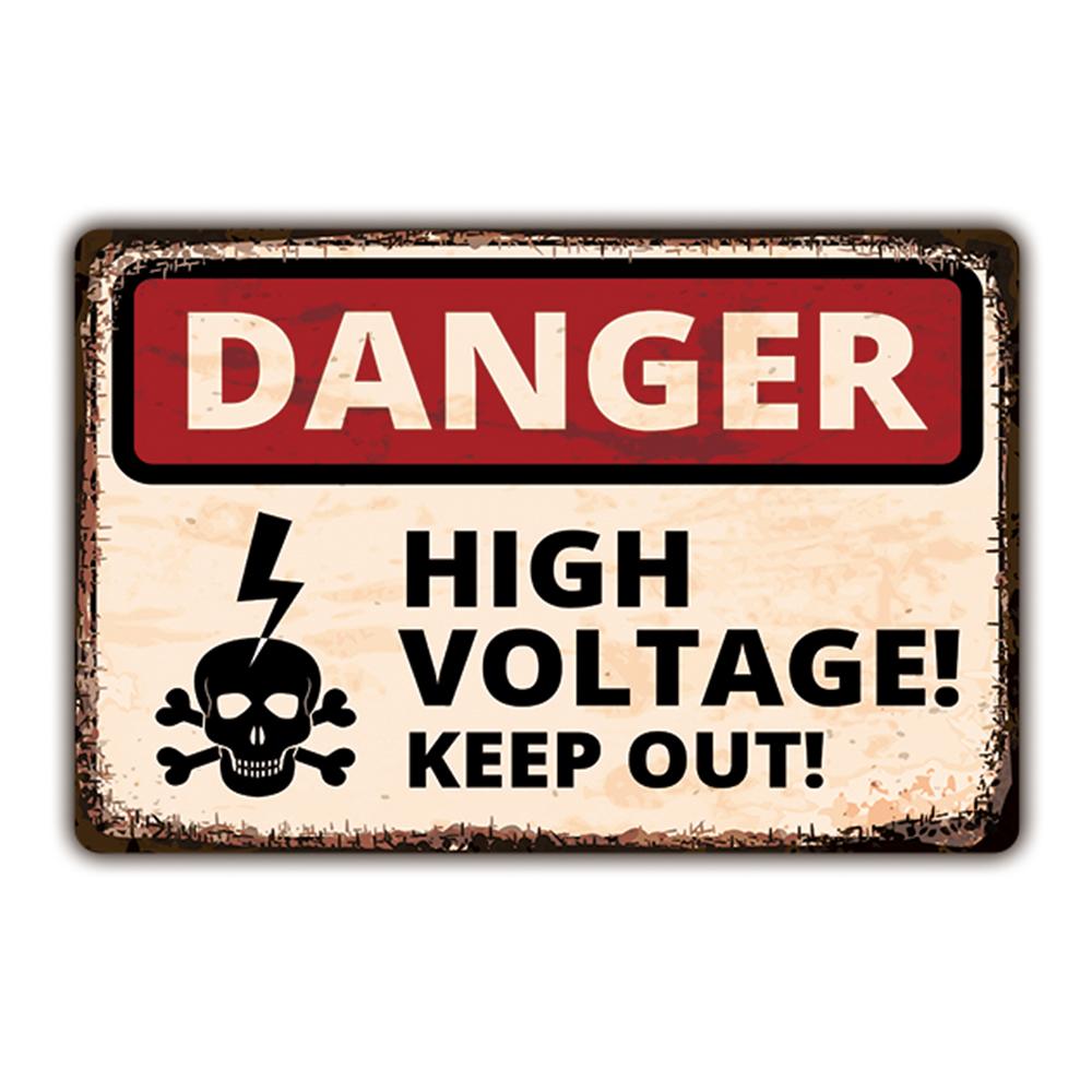 IBOOWU Danger DUST HAZARD Vintage Poster Retro Metal Tin Signs Wall Decor HIGH VOLTAGE Beware Warning Plaques