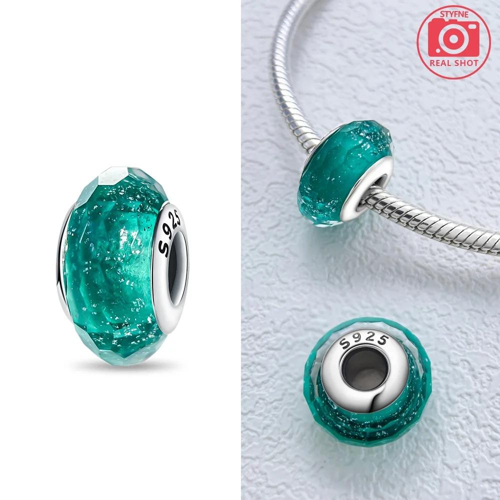 Original Rosa Glasperlen Blaue Romantische Perlen 925 Silber Charms für Frauen DIY Schmuckherstellung Armband Passend