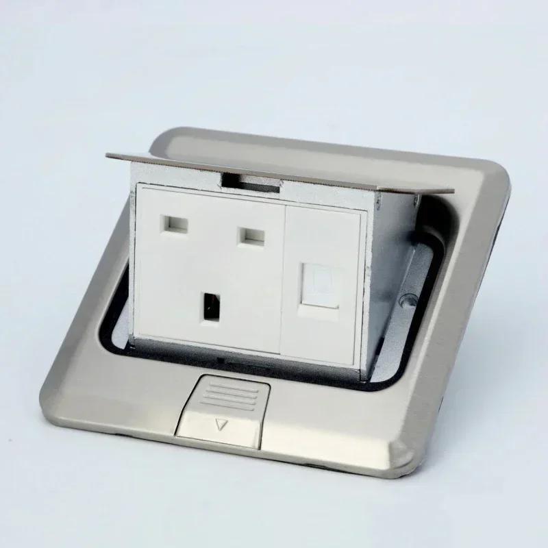 Pop Up Floor Socket Hidden Type EU/FR/US/UK/Universal Power Outlet Stainless Steel Electrical Switches For Home Office Table
