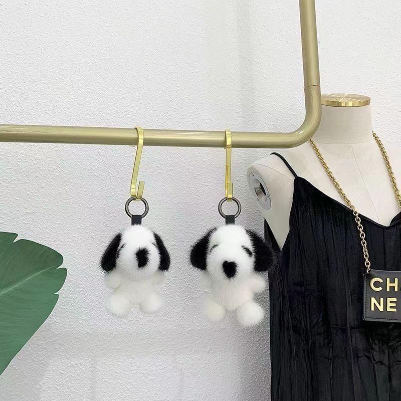 Plush Faux Mink Dog Keychain: Cute Jewelry Pendant & Festive Birthday Gift for Women