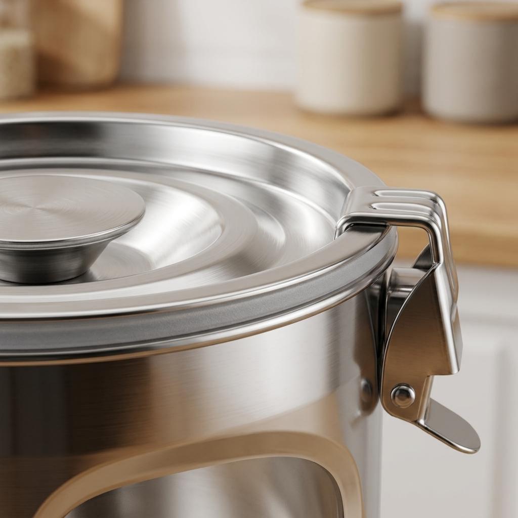 Airtight Stainless Steel Canister Silver Stainless Steel Storage Canister Dry Food Storage Container Easy to Clean Metal Jar