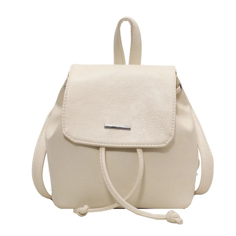 Women's Casual Solid PU Backpacks Soft Flap Pocket Interior Zipper High Quality