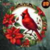 Cardinal Bird Metal Tin Sign 2D Round Wall Art Rustic Home Decor Garden Bar