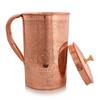 Handmade Copper Etching Embossed Jug Glass Set 1500 ML Jug with 2 Copper Glass Pitcher for Storage Water & Serving Ware Set of 3