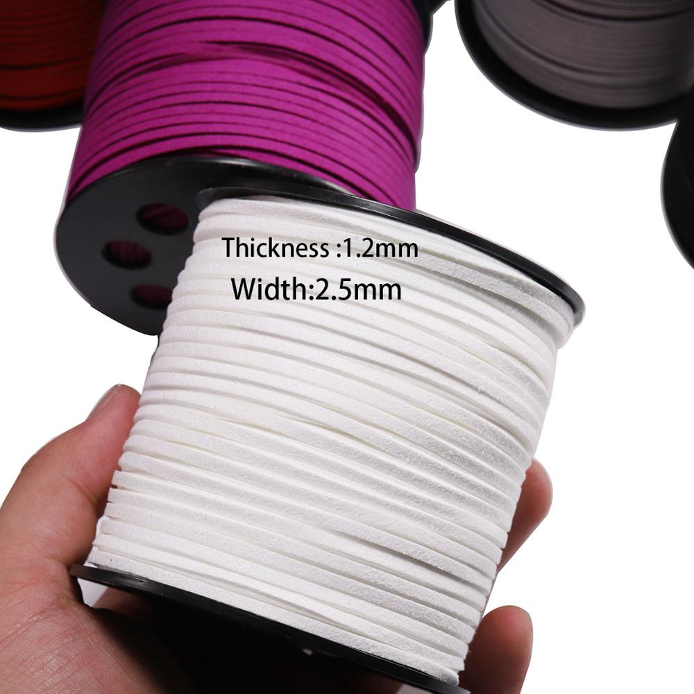 5/10/20m 2.5*1.2mm 1Rope Flat Faux Suede Braided Cord Velvet Leather Handmade String For DIY Jewelry Making Needlework Supplies