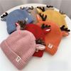 Kids Christmas Cap Cute Elk Ear Baby Beanies Cartoon Antlers Toddler Crochet Bonnet 1-4 Year Children Winter Warm Woolen Knit Hat