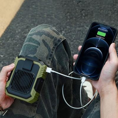Portable Waist Fan USB Rechargeable Body Fan with Power Bank&LED Light Wearable Personal Fan Belt Fan for Outdoor