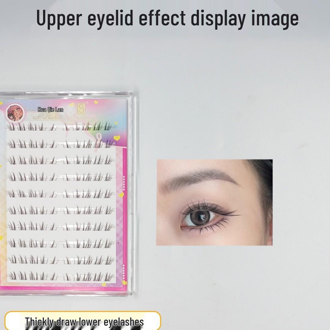 New Defi Blue Square Box Thick Lower False Cat Eyelashes