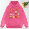 Tomato Variety Collection Chart Print Washed Women Clothes Creativity Cotton Hoodie Pocket Pullover Casual Hoody