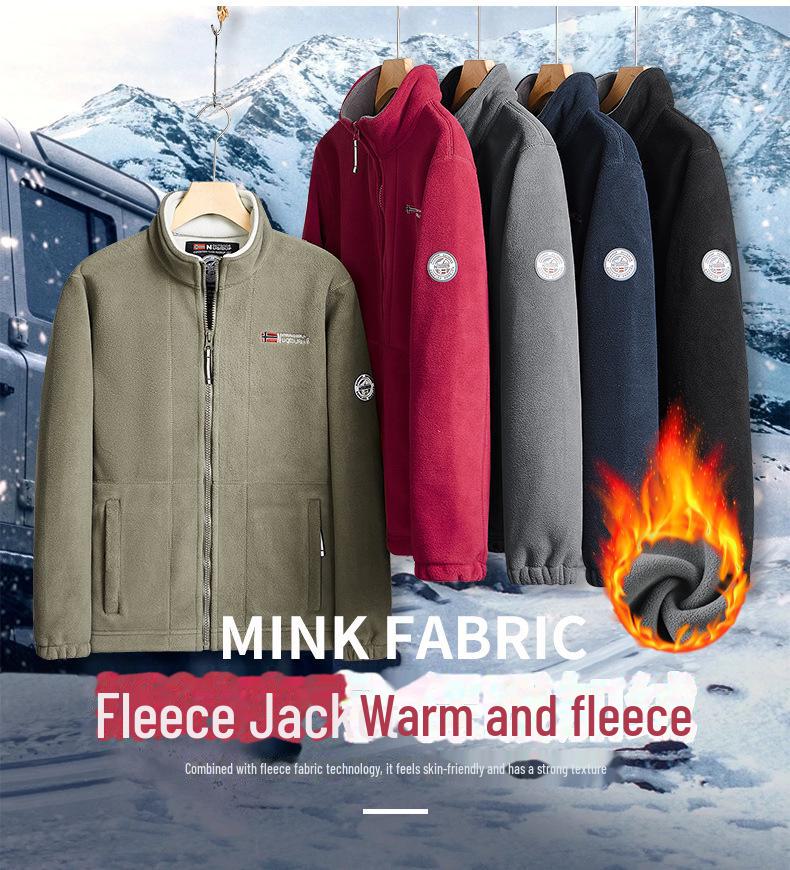Doppelseitige Polarfleecejacke für Herren, Herbst/Winter, dick, warm, lässig, lockere Passform, große Größe