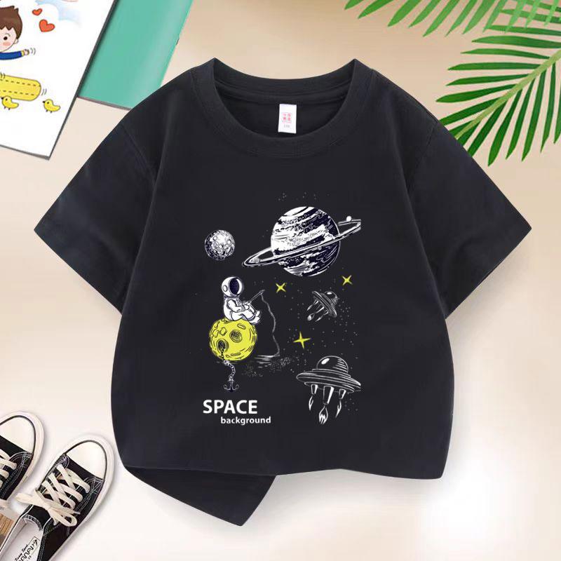 2-12 let Bavlna Chlapecká trička Prozkoumej Vesmír Dospívající Trička 2025 Léto Ležérní Dětská trička Kreslený potisk Kojenecké chlapecké topy Trička