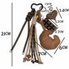 New Braided Rope Croissant Keychain Heart Chocolate Bag Pendant Leather Bread Shape Bag Charms Ornaments Bag Decoration