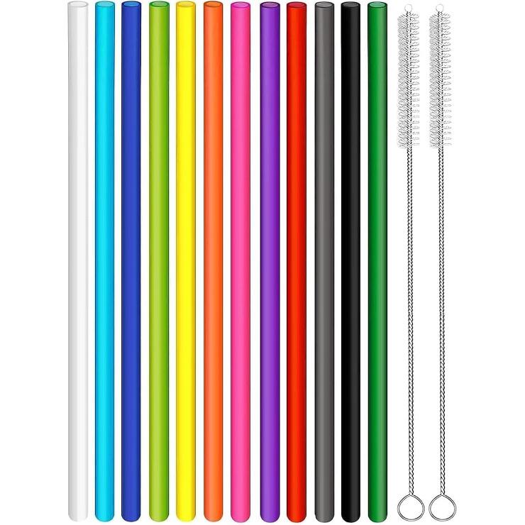 14 Pack Replacement Straws for 40 oz Stanley Adventure Travel Tumbler Cup, Reble Plastic Straws with Cleaning Brush, Compatible with 40oz 30oz 20oz
