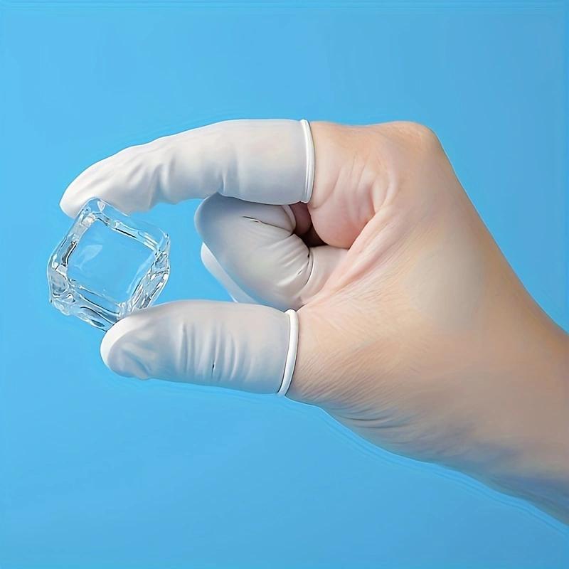 100 stk Engangs fingertuppbeskyttere Hansker Naturgummi Sklisikker Antistatisk Lateks Fingerhetter Fingertupper Slitesterkt Verktøy