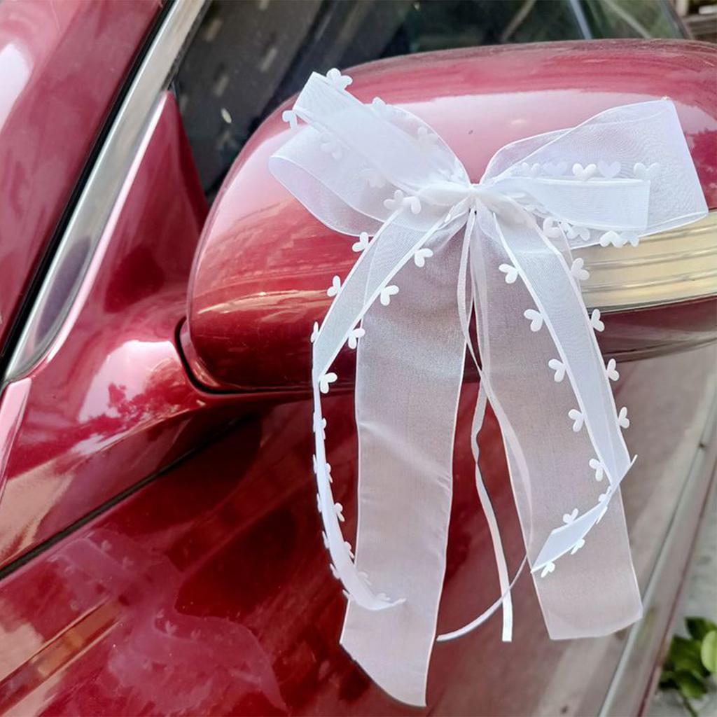 10PCS Heart Shape Tulle Bow Decorations Organza Bows for Wedding Car Party DIY Decoration Heart Shaped Tulle Bows 13x22cm