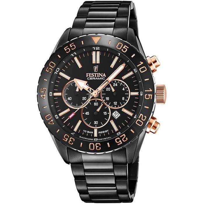 Montre Festina chronographe black - FESTINA - Homme - Etanche 100m - Verre saphir