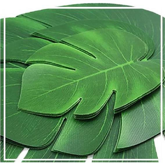 Luau Party Decorations Leaf Garland Artificial Palm Leaves Banner Monstera Fake Leaves for Hawaiian Party Wedding Decoration 9.1 ft