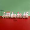 Christmas Wooden/Plastic Train Mini Painted Train Decoration Train Desktop Ornament For Xmas Party Winter Festival Gift