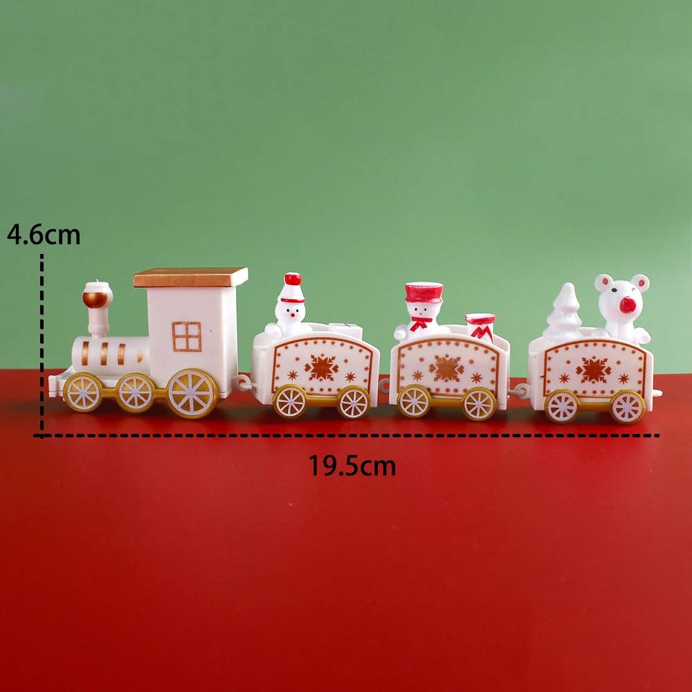 Christmas Wooden/Plastic Train Mini Painted Train Decoration Train Desktop Ornament For Xmas Party Winter Festival Gift