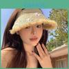 Summer Straw Hat With Daisy Print Wide Brim Sun Protection For Women Outdoor Casual