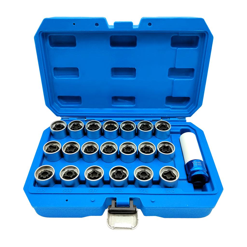 21Pcs Security Master Locking Wheel Nut Key Antitheft Screw Socket Wrench Tool Kit Replacement for