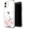 JAHOLAN Compatible with iPhone 11 Case Clear Cute Design Flexible TPU Soft Silicone Cover Phone Case Girl Floral Butterfly Flower Pink