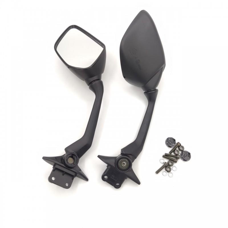 Universal Rearview Mirror Yamaha TMAX 560 530 Scooter - Black Carbon Fiber Style ABS Housing Aluminum Stem Convex Lens