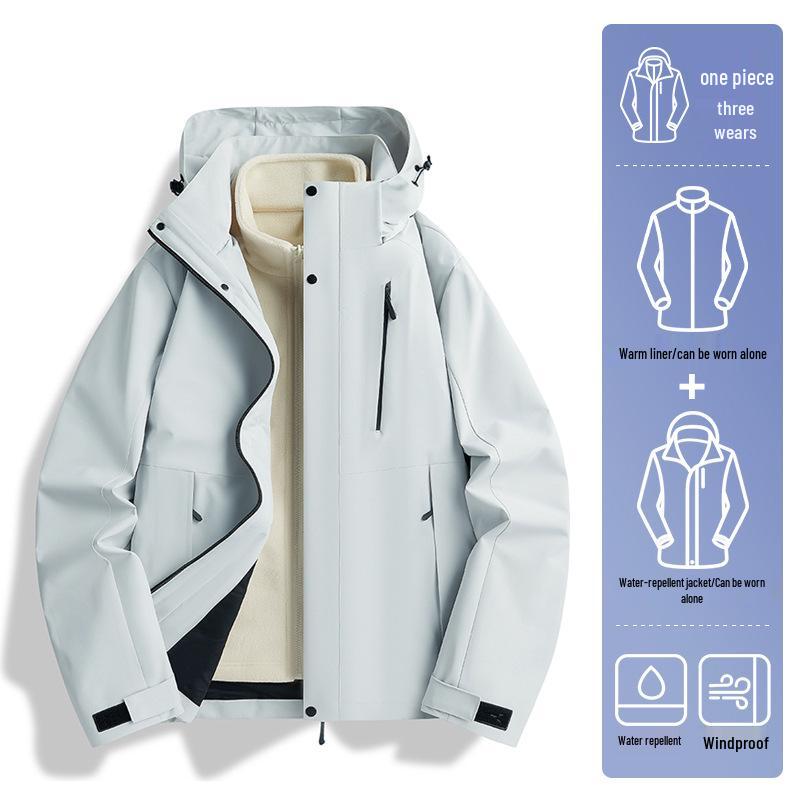 Woodpecker 3-in-1 Windproof Jacket with Removable Fleece Lining for Men & Women – Autumn/Winter Casual Outerwear