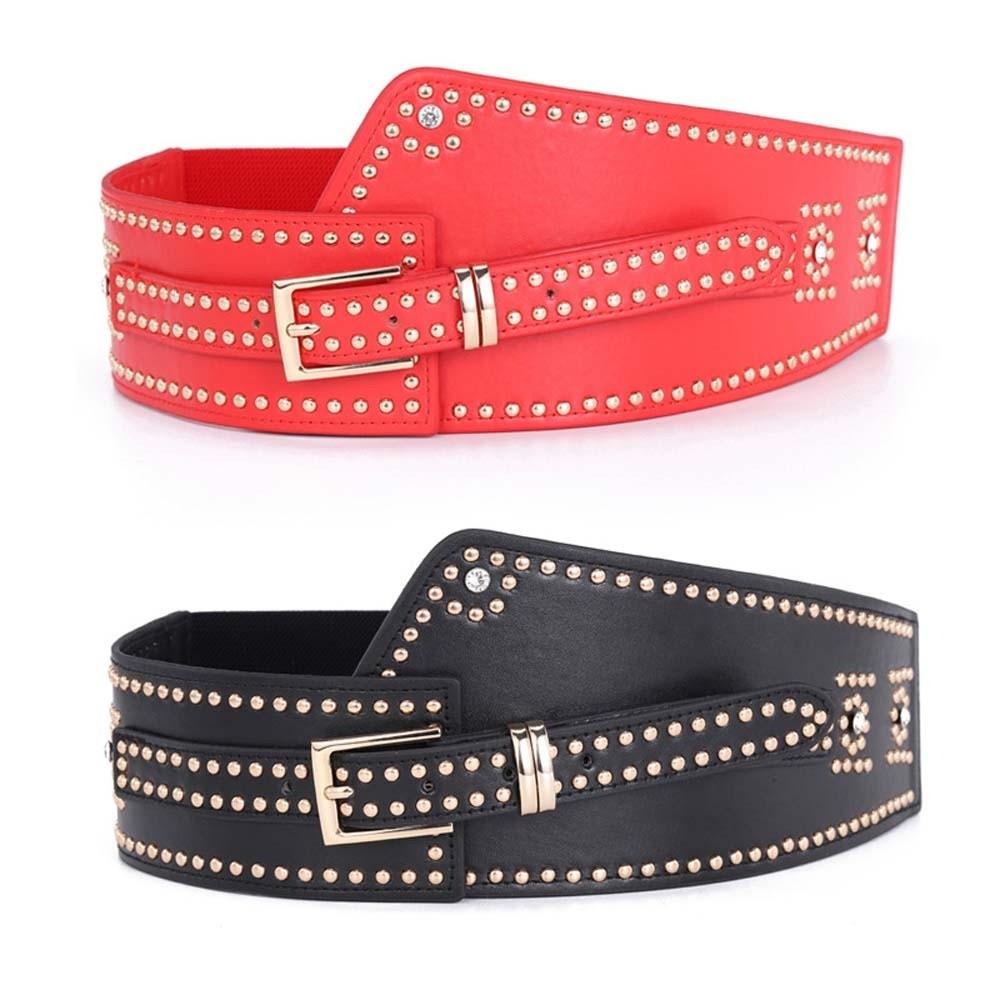 Personalized Design Rivet Wide Waistbands Adjustable Irregular Leather Belt Skirt Accessories