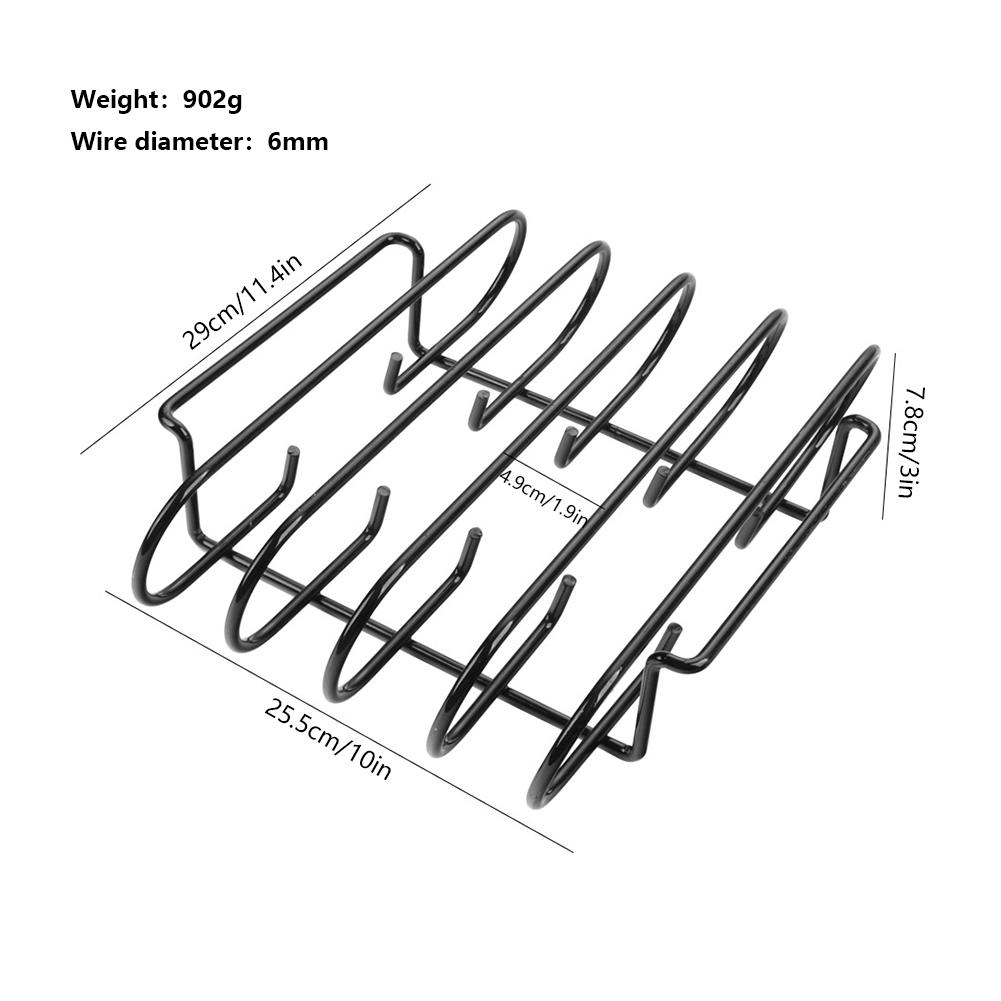 BBQ Rib Rack Stand Anti-Corrosion Iron Roasting Stand Holds for Smoker and Grill