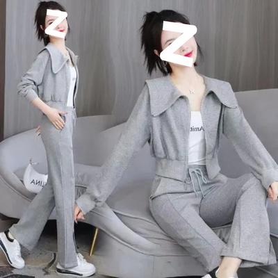 Sleeveless Jacket, Sweatshirt, High-waisted Wide-leg Pants, Casual Sportswear, Fashionable Two-piece Set for Women