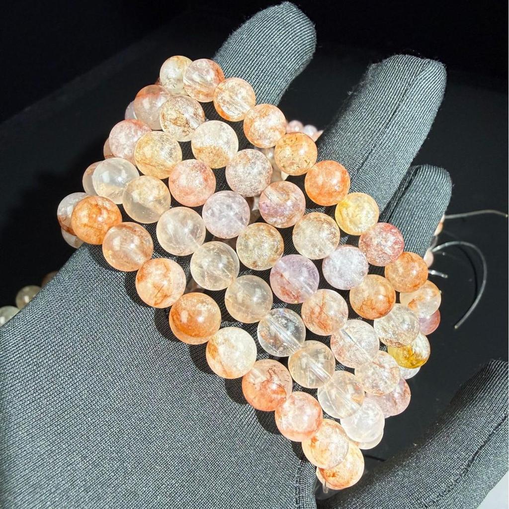 Premium Natural Red Rutilated Quartz Bracelet - Single Strand DIY Crystal Jewelry for Men and Women